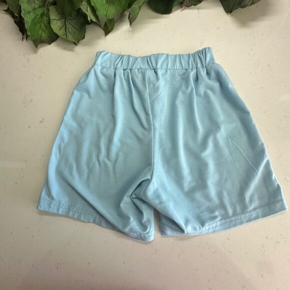 Light Blue Kids Shorts With Smiley Face Print Size 6Y Shein Polyester & Spandex - Picture 2 of 5